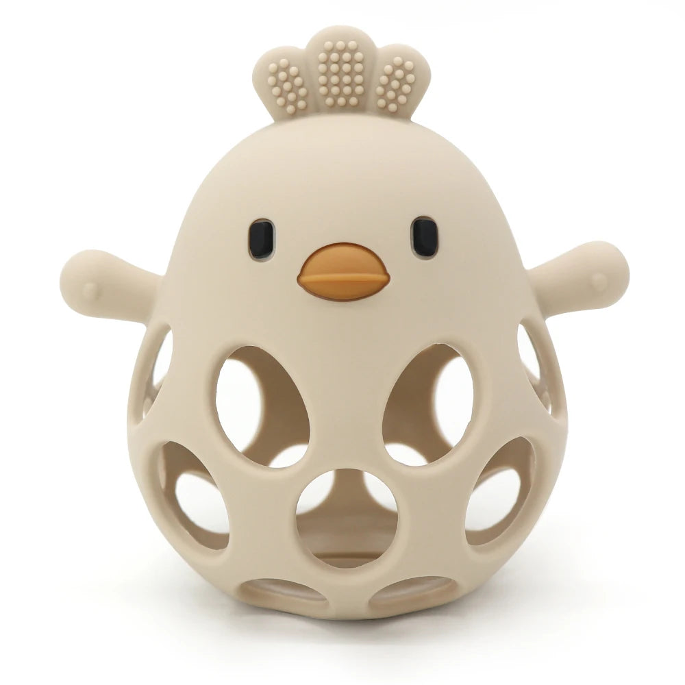 Silicone Baby Teething Gloves – Cartoon Chick Design Anti-Bite Hand Protection for Gum Relief (3+ Months)