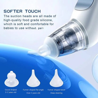 Electric Baby Nasal Aspirator – USB Rechargeable with Music, Lights & 3 Silicone Tips (0-24 Months)