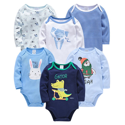 Long-Sleeve Cotton Baby Bodysuit Set – 3/6 Pack 0–24 Months