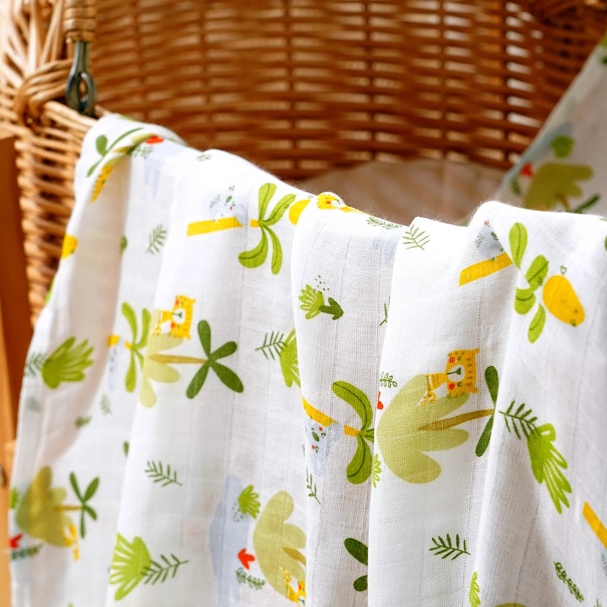 Bamboo Cotton Baby Muslin Swaddle Blanket - 120x110cm Soft Print Newborn Wrap