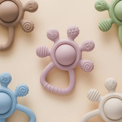 Silicone Baby Teether Rattle – Sensory Toy 0–12 Months
