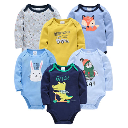 Long-Sleeve Cotton Baby Bodysuit Set – 3/6 Pack 0–24 Months