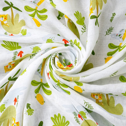 Bamboo Cotton Baby Muslin Swaddle Blanket - 120x110cm Soft Print Newborn Wrap