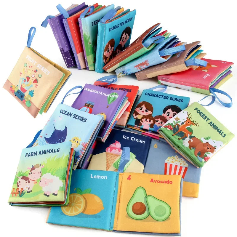 Cloth Book for Early Education - 4-Page 8-Sided English Learning Book for Kids