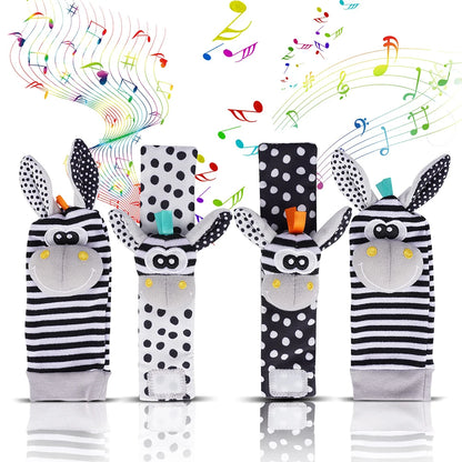 4-Piece Baby Wrist Rattle & Foot Finder Set