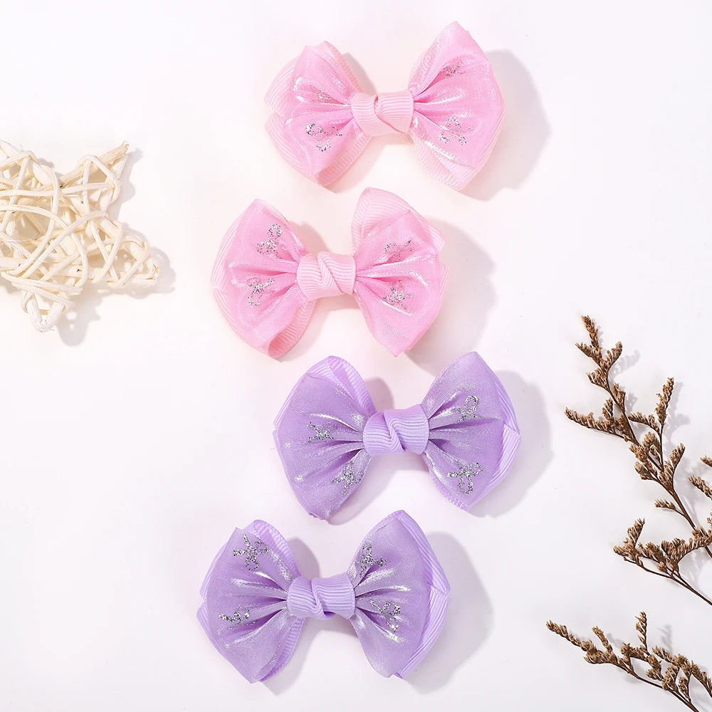 10Pcs/set lovely bowknot hairgripes for girls hair bangs hair clip fresh yarns ribbon alloy barrette boutique kids headwear