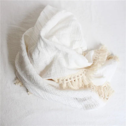 Cotton Muslin Swaddle Blanket – Tassel Baby Wrap