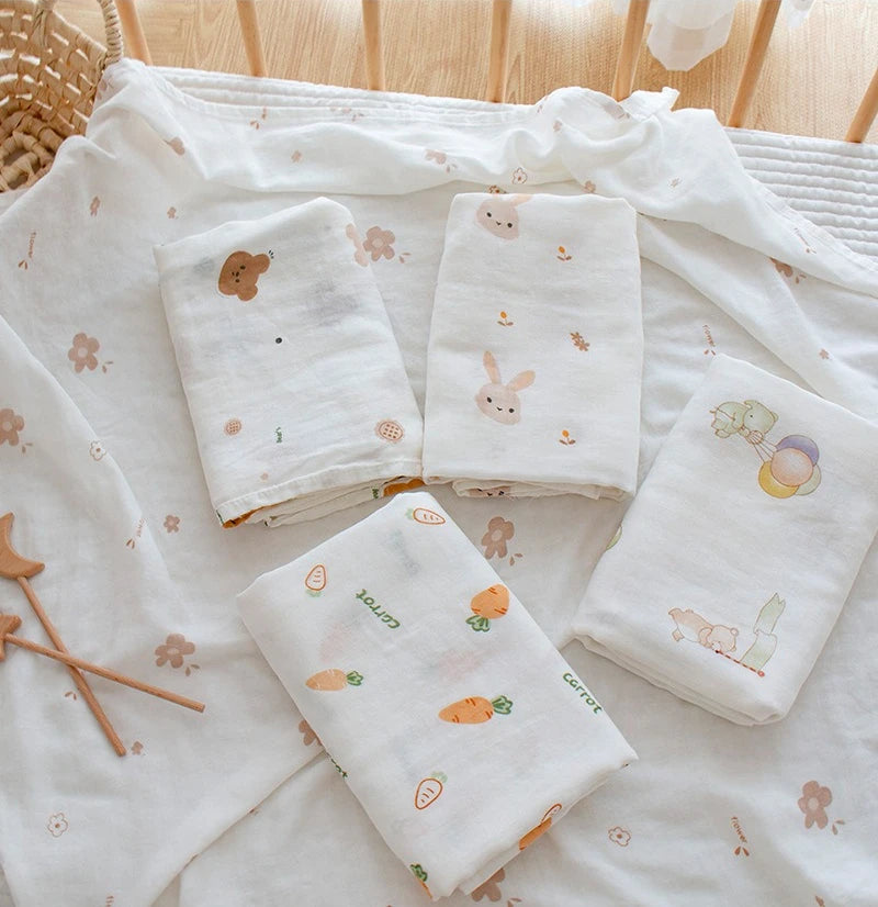 Newborn Baby Swaddle Blanket Summer Bamboo Cotton Muslin Swaddle Soft Bedding Thin Receive Blankets Stroller Cover