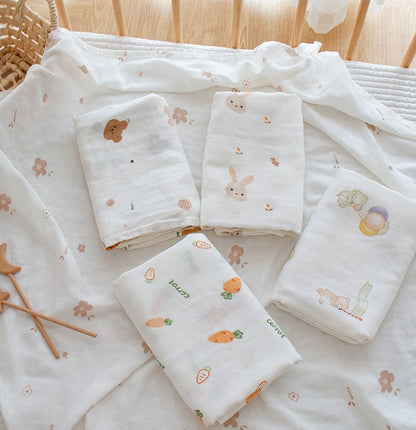 Bamboo Cotton Muslin Baby Swaddle – Lightweight 90 × 90 cm