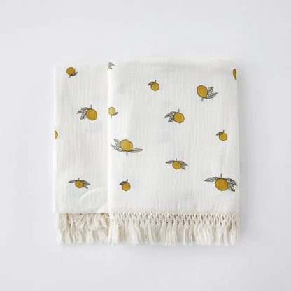 Cotton Muslin Swaddle Blanket – Tassel Baby Wrap
