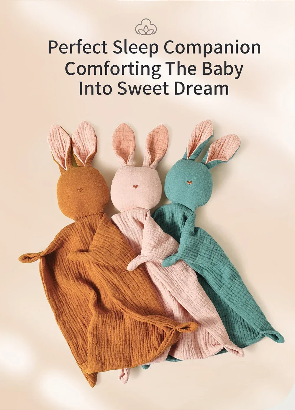 Baby Soothing Towel | 100% Muslin Cotton Comfort Blanket with Cute Bunny Design