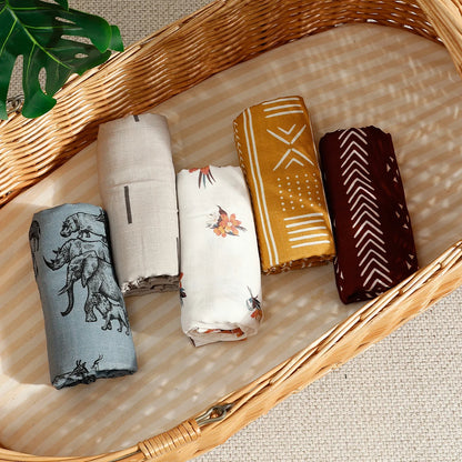 Kangobaby Cotton Muslin Swaddle Blanket & Bath Towel