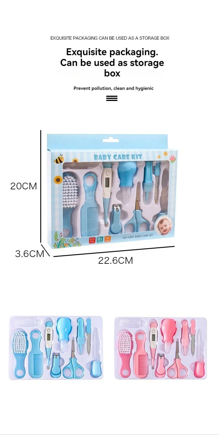 10-Piece Baby Care Kit - Complete Health & Grooming Set with Thermometer & Nail Trimmer