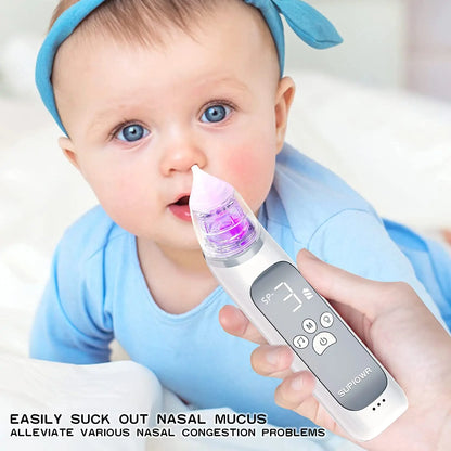 Electric Baby Nasal Aspirator – USB Rechargeable with Music, Lights & 3 Silicone Tips (0-24 Months)